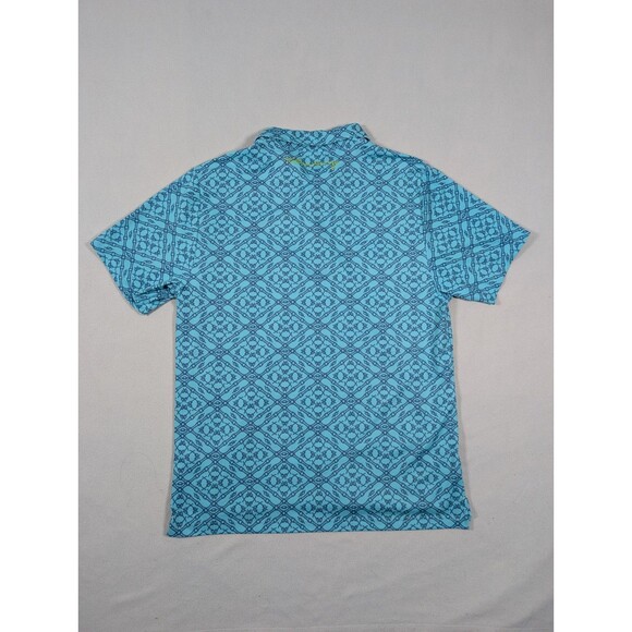 William Murray Golf Shirt Polo Tie One On Print L Turq Blue Polyester - Picture 3 of 8